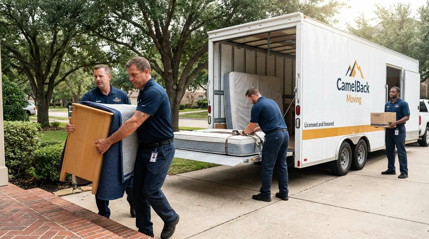 Crew loading residential truck for cross-state move from Mechanicville, NY