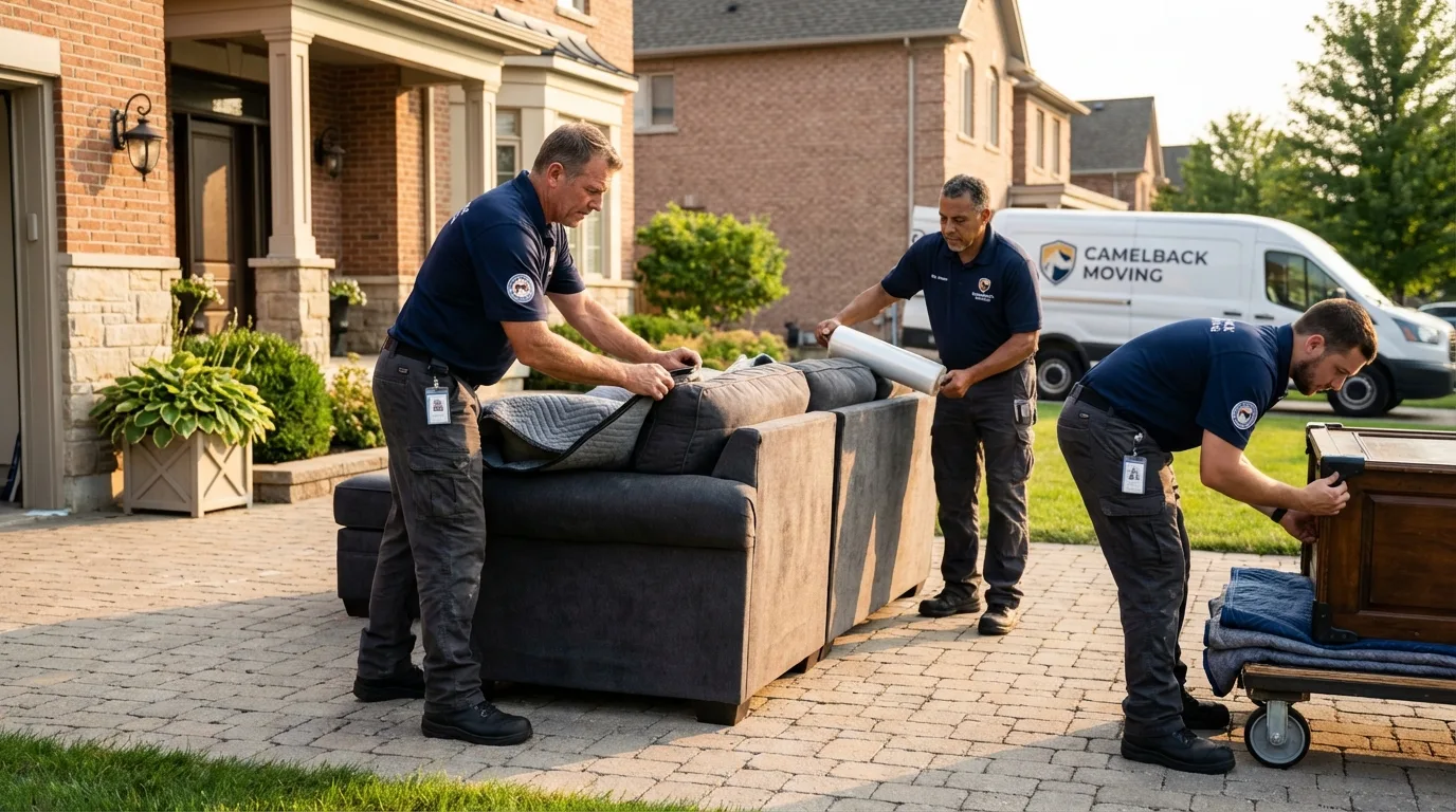 Large estate moving crew wrapping furniture in Mechanicville, NY