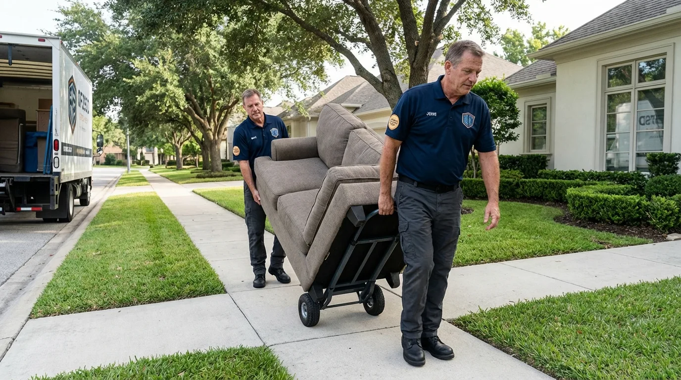Local residential moving crew loading furniture in Mechanicville, NY